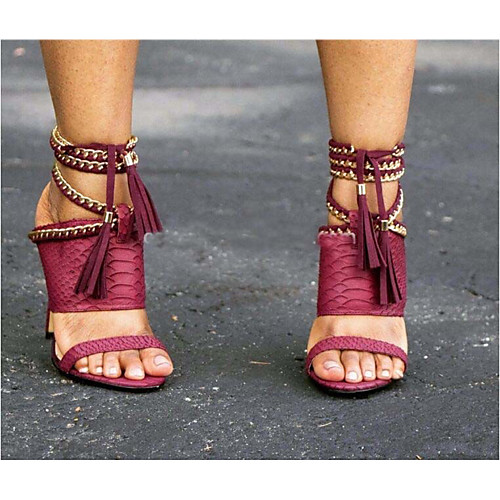 

Women's Sandals Stiletto Heel Pointed Toe PU Spring & Fall / Summer Red / Green / Black