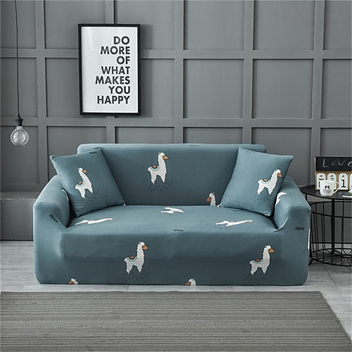 

Cartoon Alpaca Print Dustproof All-powerful Slipcovers Stretch Sofa Cover Super Soft Fabric Couch Cover with One Free Pillow Case