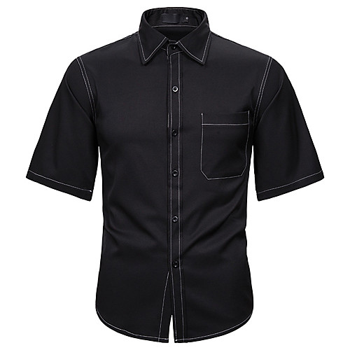 

Men's Solid Colored Shirt Basic Daily Classic Collar White / Black / Short Sleeve