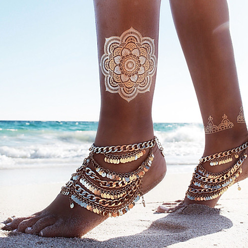 

Anklet Luxury Boho Fashion Women's Body Jewelry For Wedding Party Evening Cuban Link Alloy Gold 1 Piece