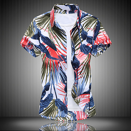 

Men's Daily Weekend Basic / Elegant Shirt - Floral / 3D White