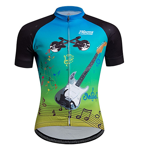 

21Grams Men's Short Sleeve Cycling Jersey Black / Blue Stripes Patchwork Gradient Bike Jersey Top Mountain Bike MTB Road Bike Cycling UV Resistant Breathable Quick Dry Sports Clothing Apparel