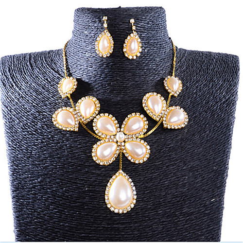 

Women's Jewelry Set Classic Flower Stylish Imitation Pearl Gold Plated Earrings Jewelry Gold For Party Evening Festival 1 set