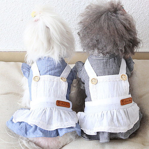 

Dog Costume Dress Dog Clothes Breathable Blue Gray Costume Beagle Bichon Frise Chihuahua Cotton Solid Colored Lace Cosplay Cute XS S M L XL