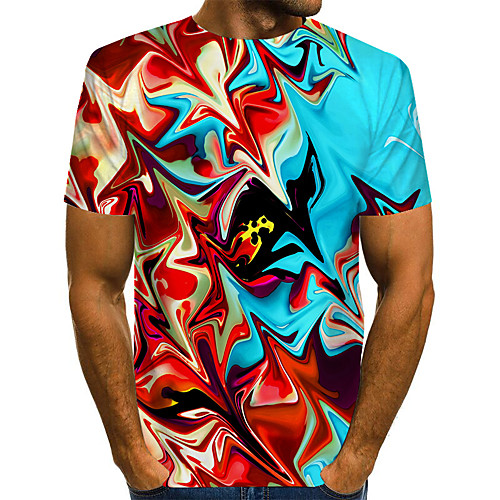 

Men's Daily Going out Basic / Street chic T-shirt - 3D / Graphic Print Rainbow
