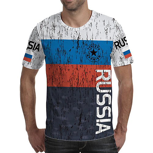 

Men's Daily Going out Exaggerated T-shirt - Geometric / 3D / Graphic Print Rainbow