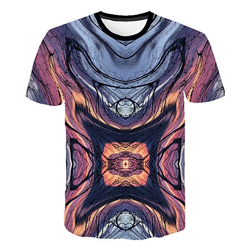 

Men's Daily Sports Street chic / Exaggerated T-shirt - Geometric / Color Block / 3D Print Rainbow