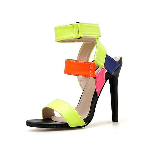 

Women's Sandals Stiletto Heel Open Toe PU Summer Rainbow