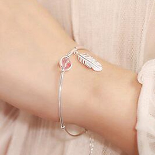 

Women's Bracelet Bangles 3D 3D Cute Feather Bracelet Jewelry Silver For Date Festival