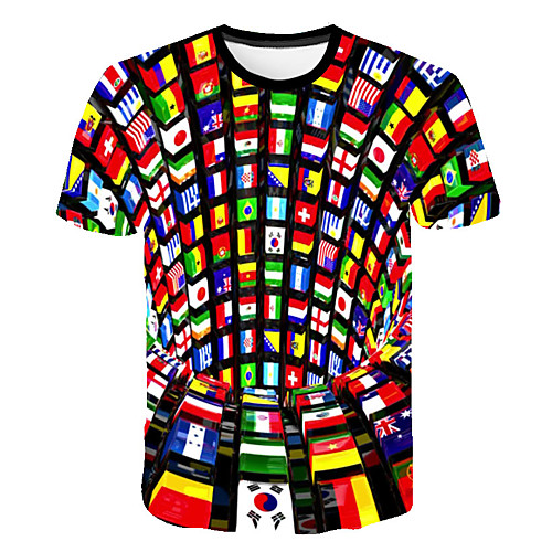 

Men's Daily Sports Basic / Exaggerated T-shirt - Color Block / 3D Print Rainbow