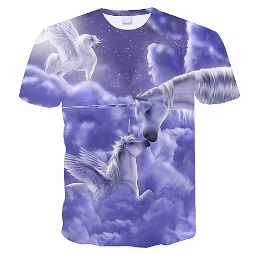 

Men's Daily Holiday Street chic / Exaggerated T-shirt - 3D / Tie Dye / Animal Print Rainbow