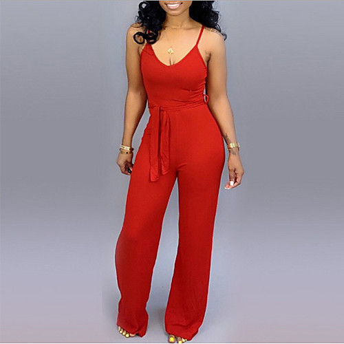 

Women's Basic Blushing Pink Red Green Jumpsuit Onesie, Solid Colored S M L