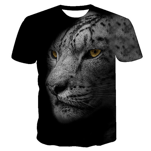 

Men's Daily Going out Basic T-shirt - Geometric / 3D / Animal Print Black