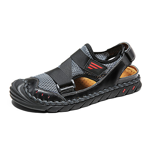 

Men's Leather / Mesh Spring & Summer Business / Casual Sandals Walking Shoes Breathable Gold / Brown / Black