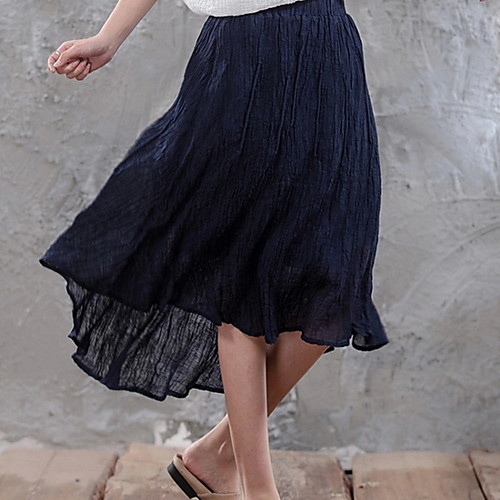 

Women's Swing Skirts - Solid Colored White Navy Blue M L
