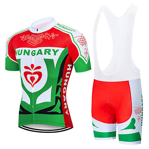 

21Grams Men's Short Sleeve Cycling Jersey with Bib Shorts Red / White National Flag Bike Clothing Suit UV Resistant Breathable 3D Pad Quick Dry Sweat-wicking Sports National Flag Mountain Bike MTB