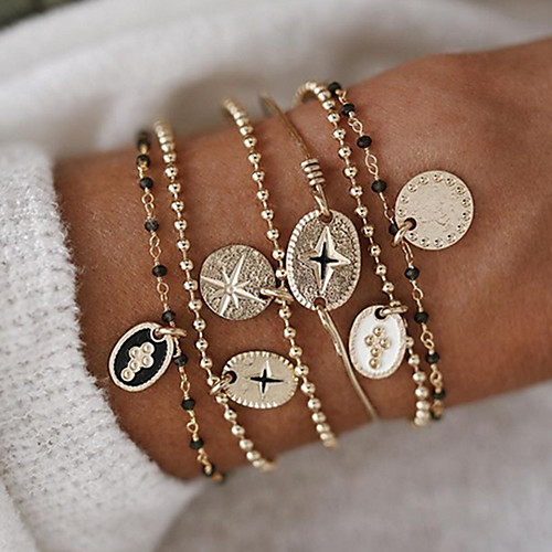 

6pcs Women's Vintage Bracelet Bracelet Pendant Bracelet Vintage Style Vintage Theme Classic Vintage Bohemian Ethnic Fashion Alloy Bracelet Jewelry Gold For Gift Date Birthday Festival