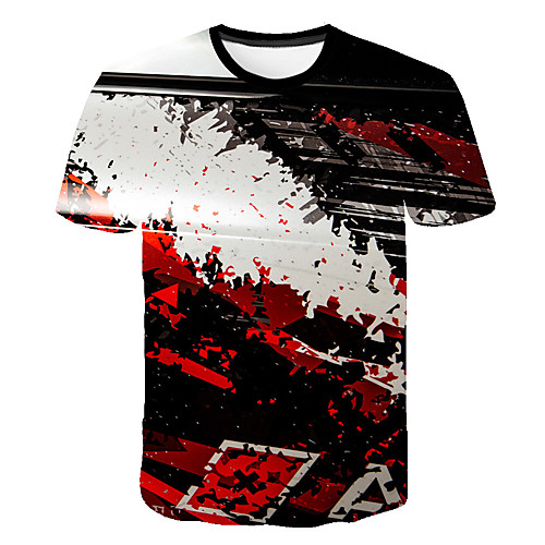 

Men's Daily Going out Basic T-shirt - Color Block / 3D Print Black