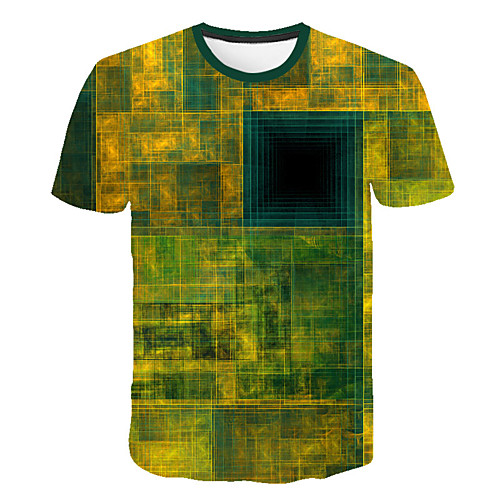 

Men's Daily Sports Street chic / Exaggerated T-shirt - Geometric / Color Block / 3D Print Rainbow
