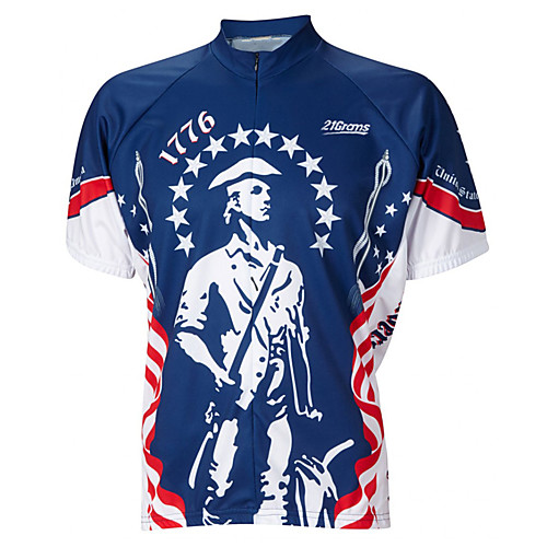 

21Grams Men's Short Sleeve Cycling Jersey 100% Polyester RedBlue Stars Bike Jersey Top Mountain Bike MTB Road Bike Cycling UV Resistant Breathable Quick Dry Sports Clothing Apparel / Stretchy