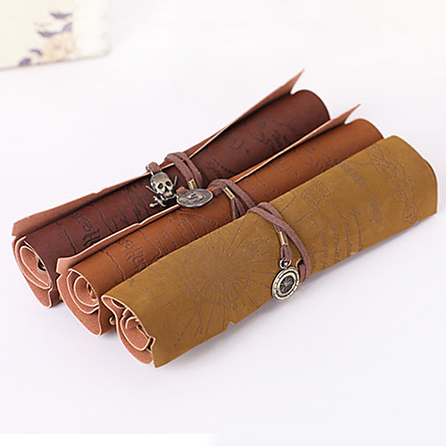

Retro Pirate Treasure Map Roll Up PU Leather Pencil Case Pen Bags Make Up Holder Gift