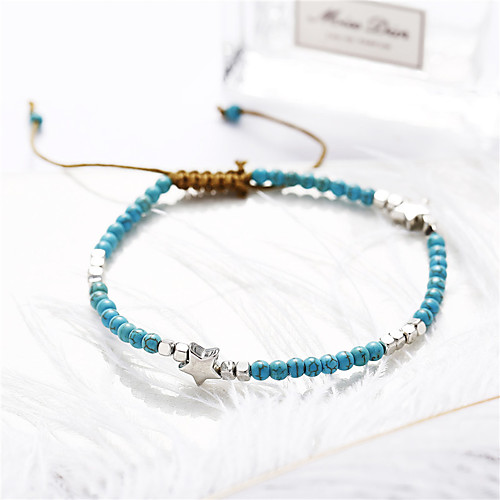 

Anklet Simple Boho Fashion Women's Body Jewelry For Party Evening Gift Beads Alloy Blue 1 Piece