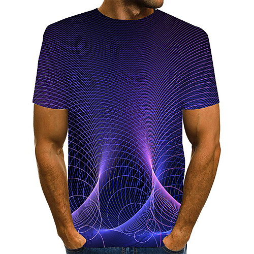 

Men's Daily Going out Basic / Street chic T-shirt - 3D / Graphic / Visual Deception Print Purple