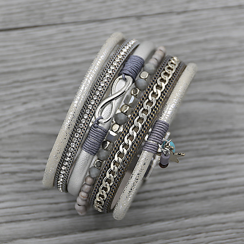 

Women's Charm Bracelet Bead Bracelet Leather Bracelet Chunky Vintage Theme Infinity Stylish Classic Tassel Basic Fashion Leather Bracelet Jewelry khaki / Silver / Black For Sport Gift Date Birthday