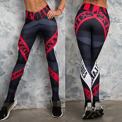 

Women's High Waist Leggings Running Tights Compression Pants Sports Winter Underwear Leggings Bottoms Running Fitness Jogging Moisture Wicking Butt Lift Tummy Control Graffiti White Black / Skinny