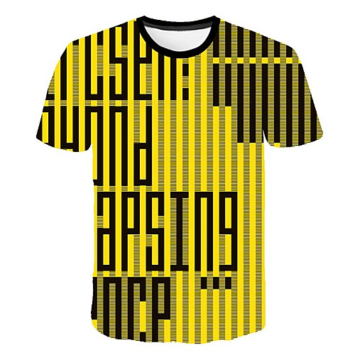 

Men's Daily Going out Basic T-shirt - 3D / Letter Print Yellow