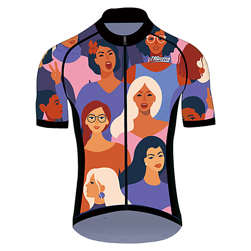 

21Grams Men's Short Sleeve Cycling Jersey 100% Polyester Bule / Black Anime Bike Jersey Top Mountain Bike MTB Road Bike Cycling UV Resistant Breathable Quick Dry Sports Clothing Apparel / Stretchy