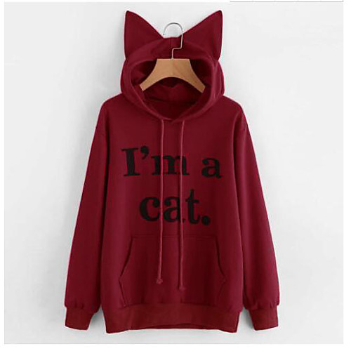 

Women's Cute Hoodie - Letter Wine S