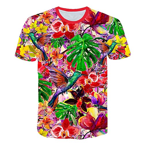 

Men's Daily Sports Street chic / Exaggerated T-shirt - Geometric / Color Block / 3D Print Rainbow