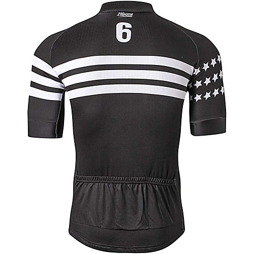 

21Grams Men's Short Sleeve Cycling Jersey 100% Polyester Black / White Stripes Stars Bike Jersey Top Mountain Bike MTB Road Bike Cycling UV Resistant Breathable Quick Dry Sports Clothing Apparel