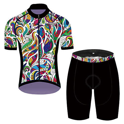 

21Grams Men's Short Sleeve Cycling Jersey with Shorts Black / Green Floral Botanical Bike Clothing Suit UV Resistant Breathable 3D Pad Quick Dry Sweat-wicking Sports Solid Color Mountain Bike MTB