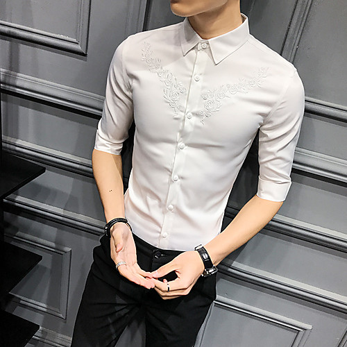 

Men's Party Daily Rock Shirt - Solid Colored Lace White
