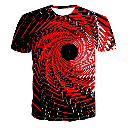 

Men's Club Weekend Street chic / Punk & Gothic T-shirt - 3D / Abstract / Visual Deception Print Red