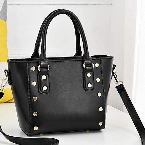 

Women's Zipper PU Top Handle Bag Solid Color Wine / Yellow / Black