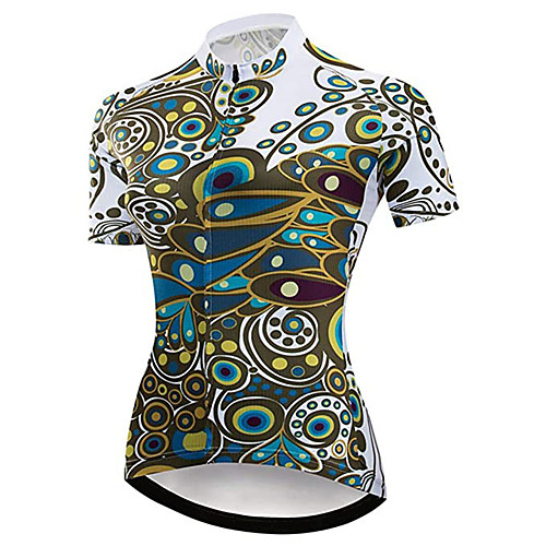 

21Grams Women's Short Sleeve Cycling Jersey 100% Polyester BlueGreen Peacock Bike Jersey Top Mountain Bike MTB Road Bike Cycling UV Resistant Breathable Quick Dry Sports Clothing Apparel / Stretchy