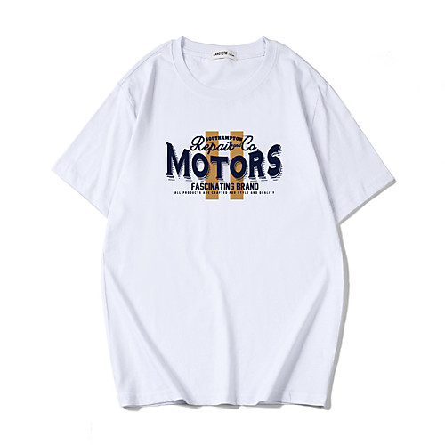 

Men's Daily Sports Business / Basic T-shirt - Rainbow / Letter Black & White, Print Black