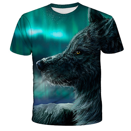 

Men's Plus Size 3D Graphic Patchwork Print T-shirt Basic Street chic Daily Going out Round Neck Green / Short Sleeve / Animal