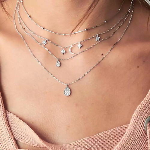 

Women's Pendant Necklace Necklace Friends European Romantic Casual / Sporty Sweet Chrome Silver 35 cm Necklace Jewelry 1pc For Street Festival