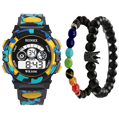 

Men's Digital Watch Quartz Black Calendar / date / day Chronograph Alarm Clock Digital Outdoor Cool - Yellow Red Orange One Year Battery Life