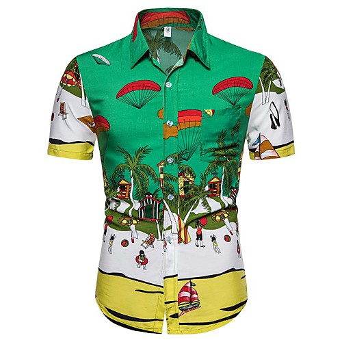 

Men's Daily Going out Basic / Exaggerated T-shirt - Floral / 3D Green