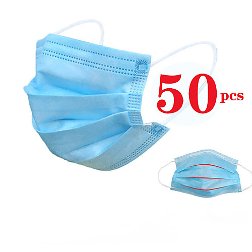 

50 pcs Face Mask Waterproof Disposable Protection Nonwoven Fabric Melt Blown Fabric Filter CE Certified Certification White