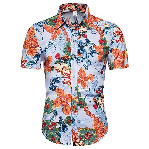 

Men's Daily Going out Basic / Exaggerated T-shirt - Floral / 3D Rainbow