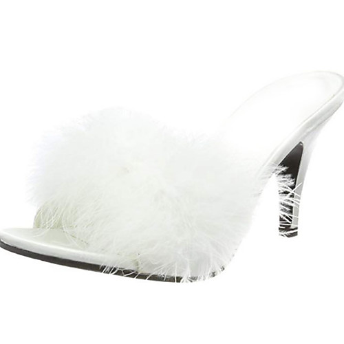 

Women's Sandals Stiletto Heel Open Toe Feather Synthetics Summer Black / White