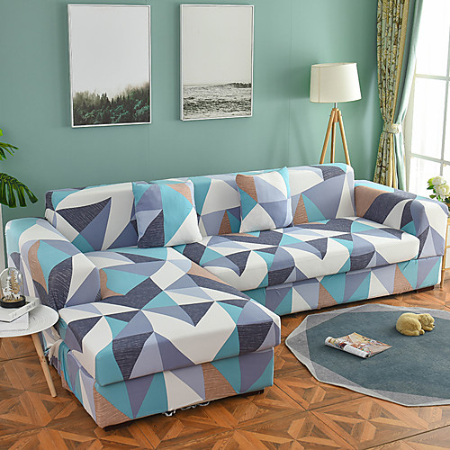 

Nordic Geometric Contrast Elastic Sofa Cover Full Package Single Double Three Person Sofa Cover