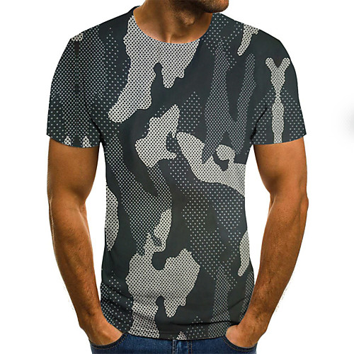 

Men's Daily Going out Basic T-shirt - 3D Print Gray