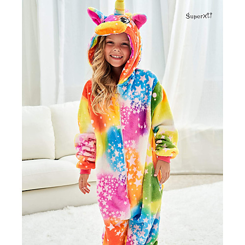 

Kid's Kigurumi Pajamas Flying Horse Onesie Pajamas Flannel Fabric Purple / Yellow / Red Cosplay For Boys and Girls Animal Sleepwear Cartoon Festival / Holiday Costumes